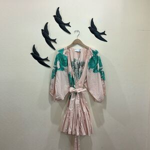 NEW!  ASOS EDITION Embroidered Wrap Mini Dress Tiered Hem ~ Candy Pink ~ 10